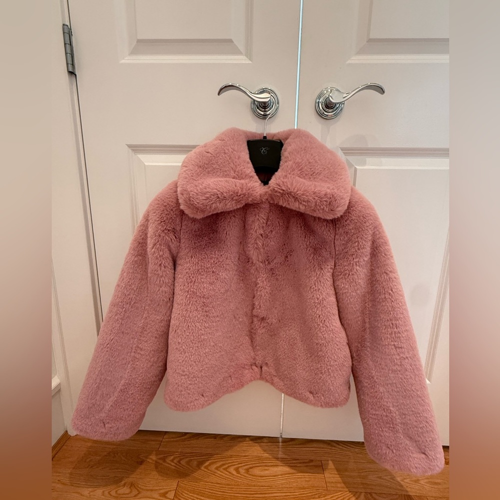 Topshop Pink Faux Fur Jacket